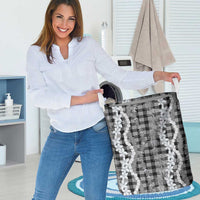 Hawaiian Ohia Lehua Lei Laundry Basket Plaid Palaka Eleele Pattern - Polynesian Pride