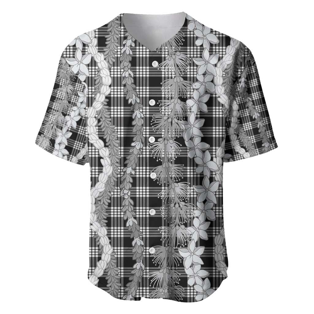 Hawaiian Ohia Lehua Lei Baseball Jersey Plaid Palaka Eleele Pattern - Polynesian Pride