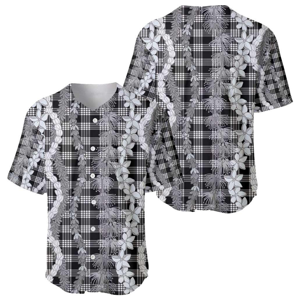 Hawaiian Ohia Lehua Lei Baseball Jersey Plaid Palaka Eleele Pattern - Polynesian Pride