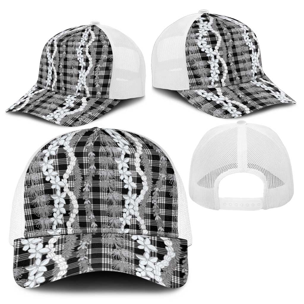 Hawaiian Ohia Lehua Lei Baseball Net Cap Plaid Palaka Eleele Pattern - Polynesian Pride
