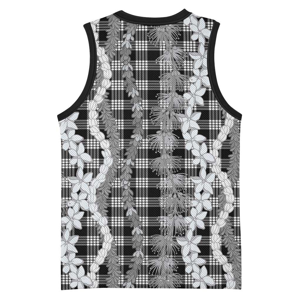 Hawaiian Ohia Lehua Lei Basketball Jersey Plaid Palaka Eleele Pattern - Polynesian Pride
