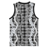 Hawaiian Ohia Lehua Lei Basketball Jersey Plaid Palaka Eleele Pattern - Polynesian Pride