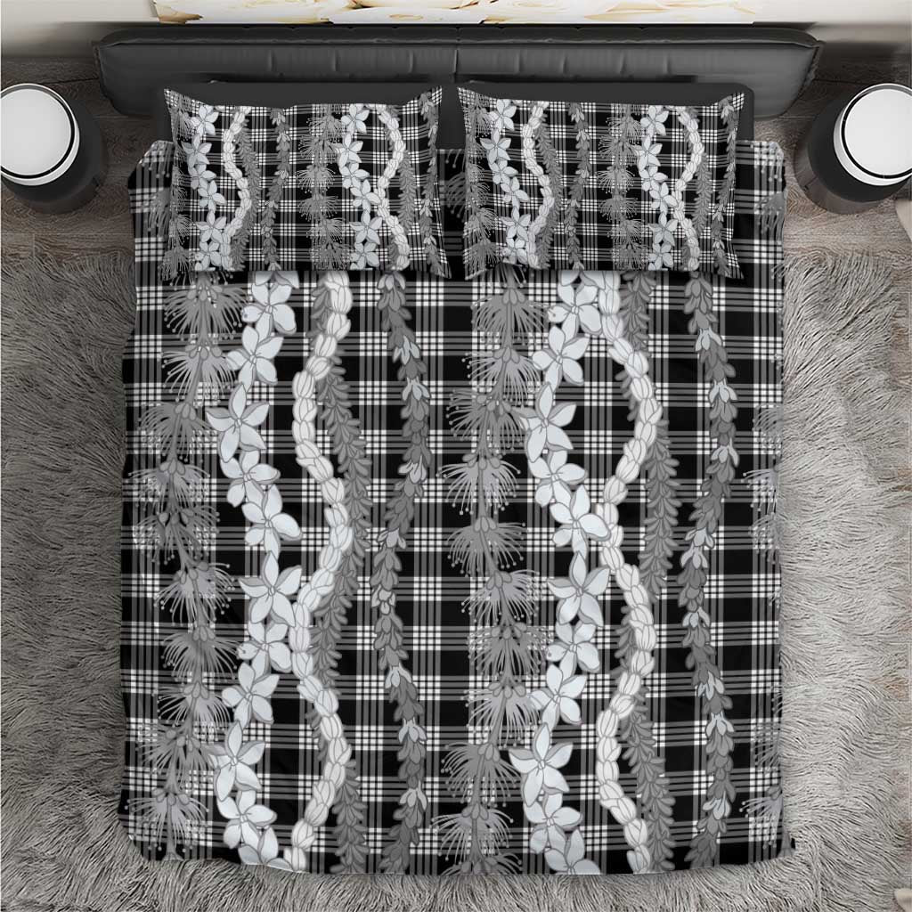 Hawaiian Ohia Lehua Lei Bedding Set Plaid Palaka Eleele Pattern - Polynesian Pride