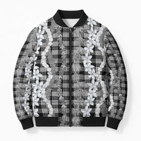 Hawaiian Ohia Lehua Lei Bomber Puffer Jacket Plaid Palaka Eleele Pattern - Polynesian Pride