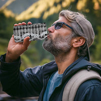 Hawaiian Ohia Lehua Lei 4 in 1 Can Cooler Tumbler Plaid Palaka Eleele Pattern - Polynesian Pride