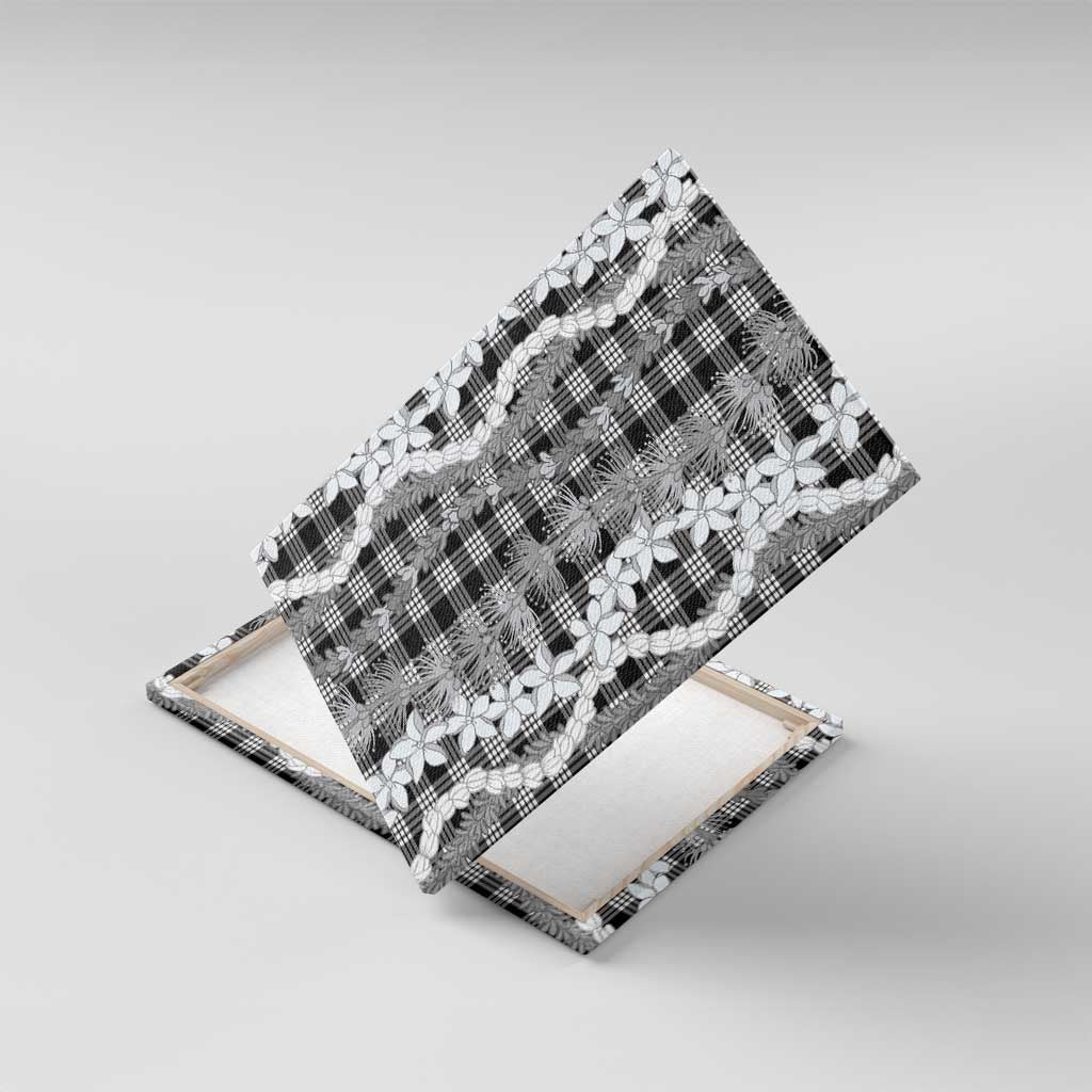 Hawaiian Ohia Lehua Lei Canvas Wall Art Plaid Palaka Eleele Pattern - Polynesian Pride