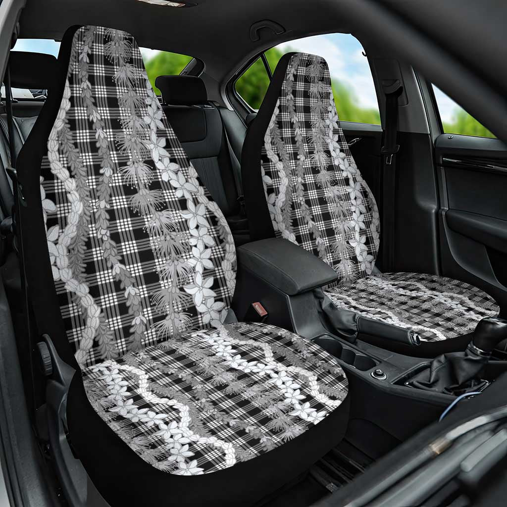Hawaiian Ohia Lehua Lei Car Seat Cover Plaid Palaka Eleele Pattern - Polynesian Pride