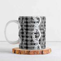 Hawaiian Ohia Lehua Lei Ceramic Mug Plaid Palaka Eleele Pattern - Polynesian Pride