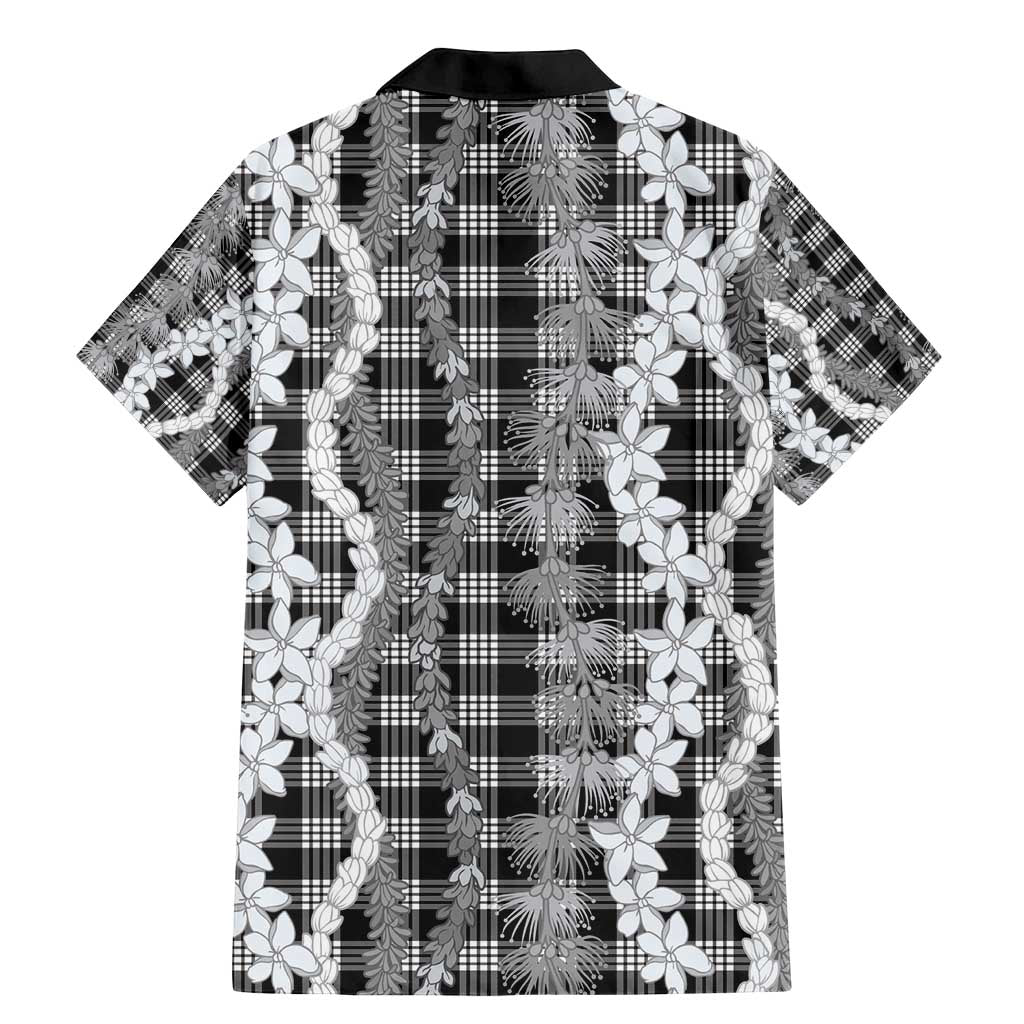 Hawaiian Ohia Lehua Lei Family Matching Mermaid Dress and Hawaiian Shirt Plaid Palaka Eleele Pattern - Polynesian Pride