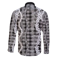 Hawaiian Ohia Lehua Lei Family Matching Short Sleeve Bodycon Dress and Hawaiian Shirt Plaid Palaka Eleele Pattern - Polynesian Pride