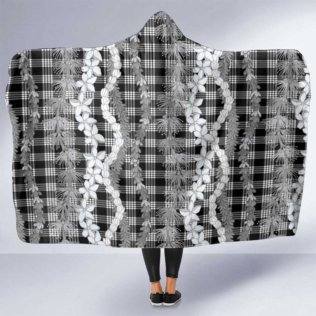 Hawaiian Ohia Lehua Lei Hooded Blanket Plaid Palaka Eleele Pattern - Polynesian Pride