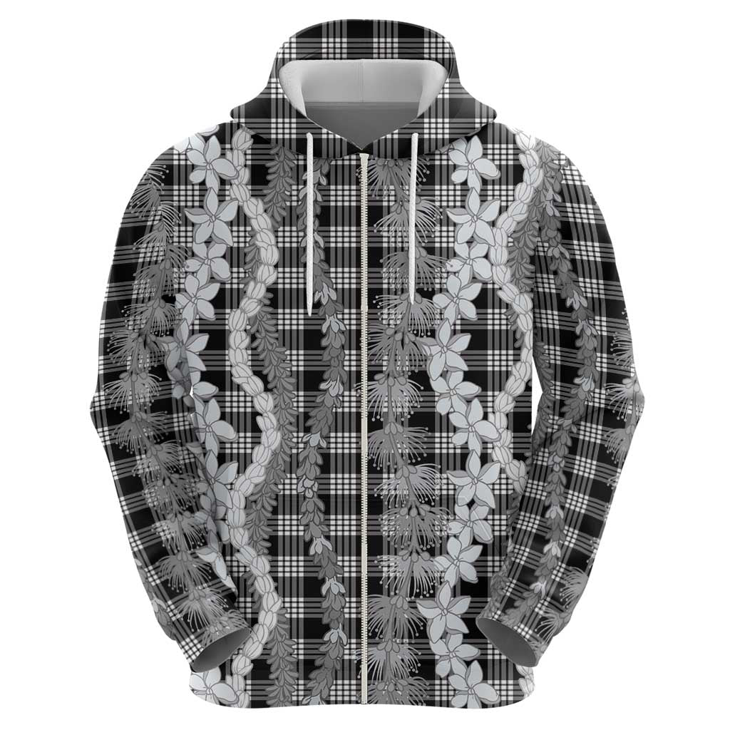 Hawaiian Ohia Lehua Lei Hoodie Plaid Palaka Eleele Pattern - Polynesian Pride