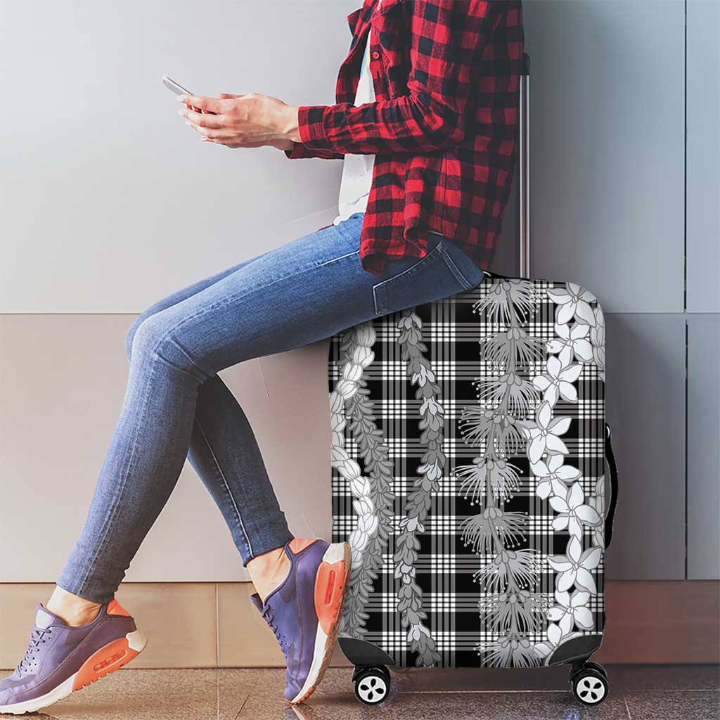 Hawaiian Ohia Lehua Lei Luggage Cover Plaid Palaka Eleele Pattern - Polynesian Pride