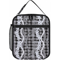 Hawaiian Ohia Lehua Lei Lunch Bag Plaid Palaka Eleele Pattern