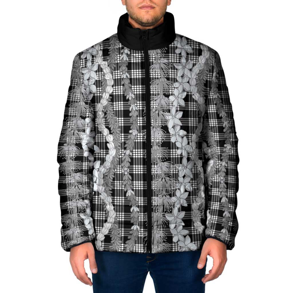 Hawaiian Ohia Lehua Lei Padded Jacket Plaid Palaka Eleele Pattern - Polynesian Pride