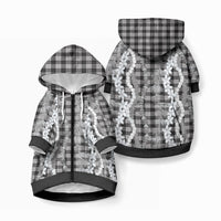 Hawaiian Ohia Lehua Lei Pet Hoodie Plaid Palaka Eleele Pattern