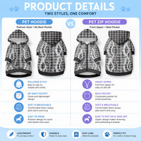 Hawaiian Ohia Lehua Lei Pet Hoodie Plaid Palaka Eleele Pattern