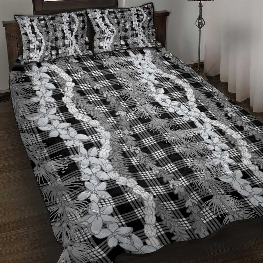 Hawaiian Ohia Lehua Lei Quilt Bed Set Plaid Palaka Eleele Pattern - Polynesian Pride