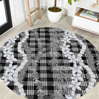 Hawaiian Ohia Lehua Lei Round Carpet Plaid Palaka Eleele Pattern - Polynesian Pride