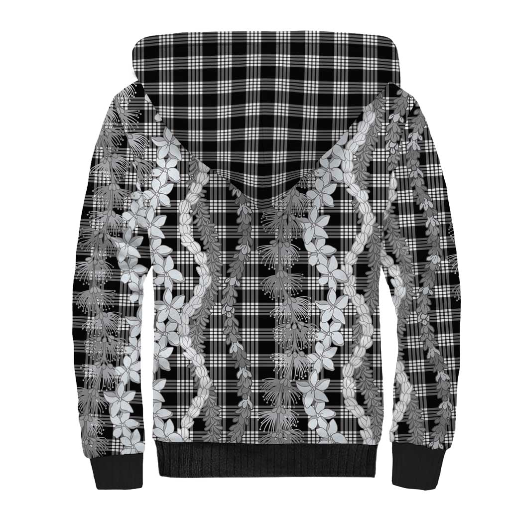 Hawaiian Ohia Lehua Lei Sherpa Hoodie Plaid Palaka Eleele Pattern - Polynesian Pride