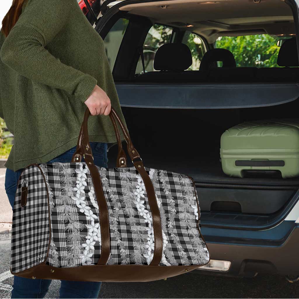 Hawaiian Ohia Lehua Lei Travel Bag Plaid Palaka Eleele Pattern - Polynesian Pride