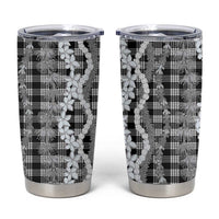 Hawaiian Ohia Lehua Lei Tumbler Cup Plaid Palaka Eleele Pattern - Polynesian Pride