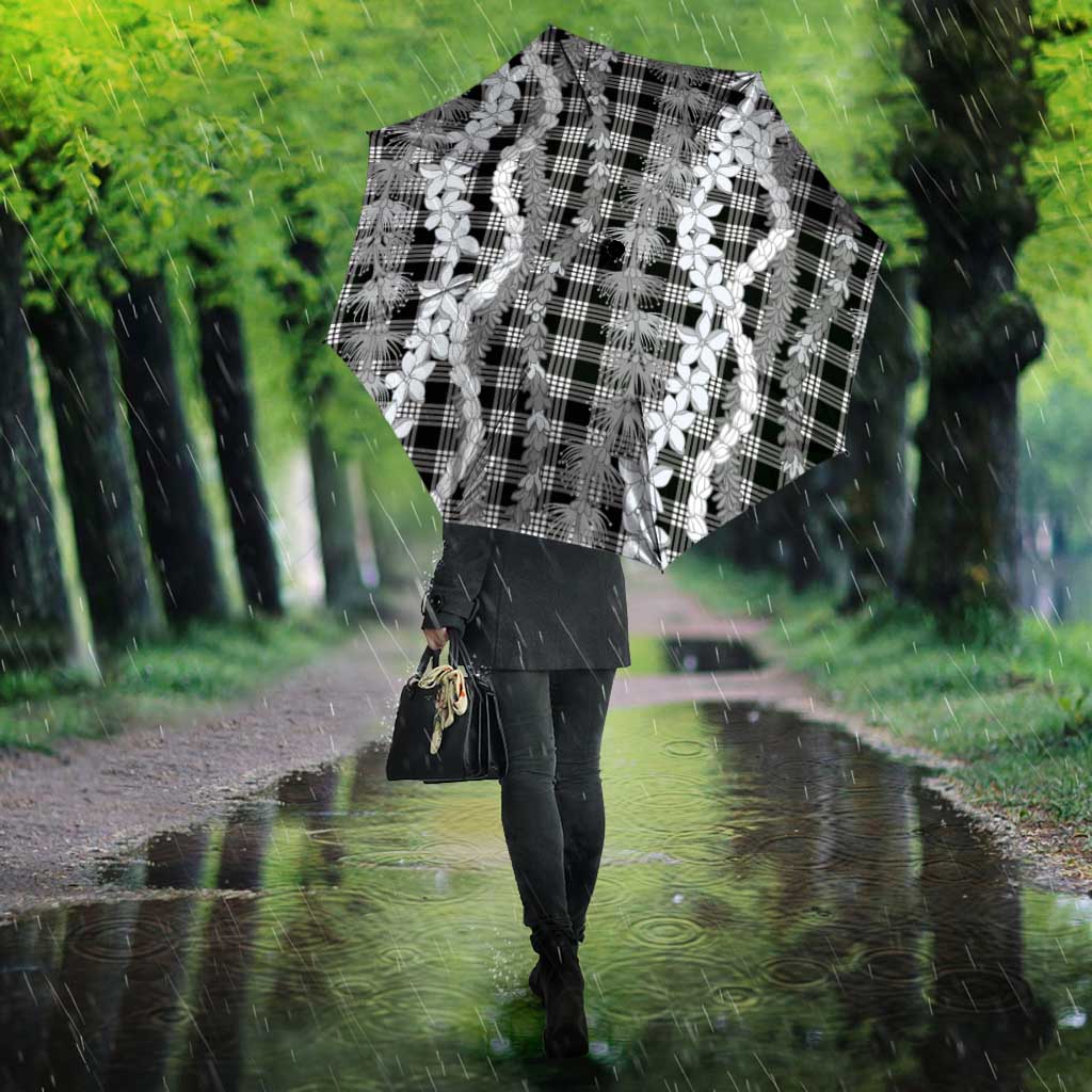 Hawaiian Ohia Lehua Lei Umbrella Plaid Palaka Eleele Pattern - Polynesian Pride