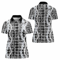 Hawaiian Ohia Lehua Lei Women Polo Shirt Plaid Palaka Eleele Pattern - Polynesian Pride
