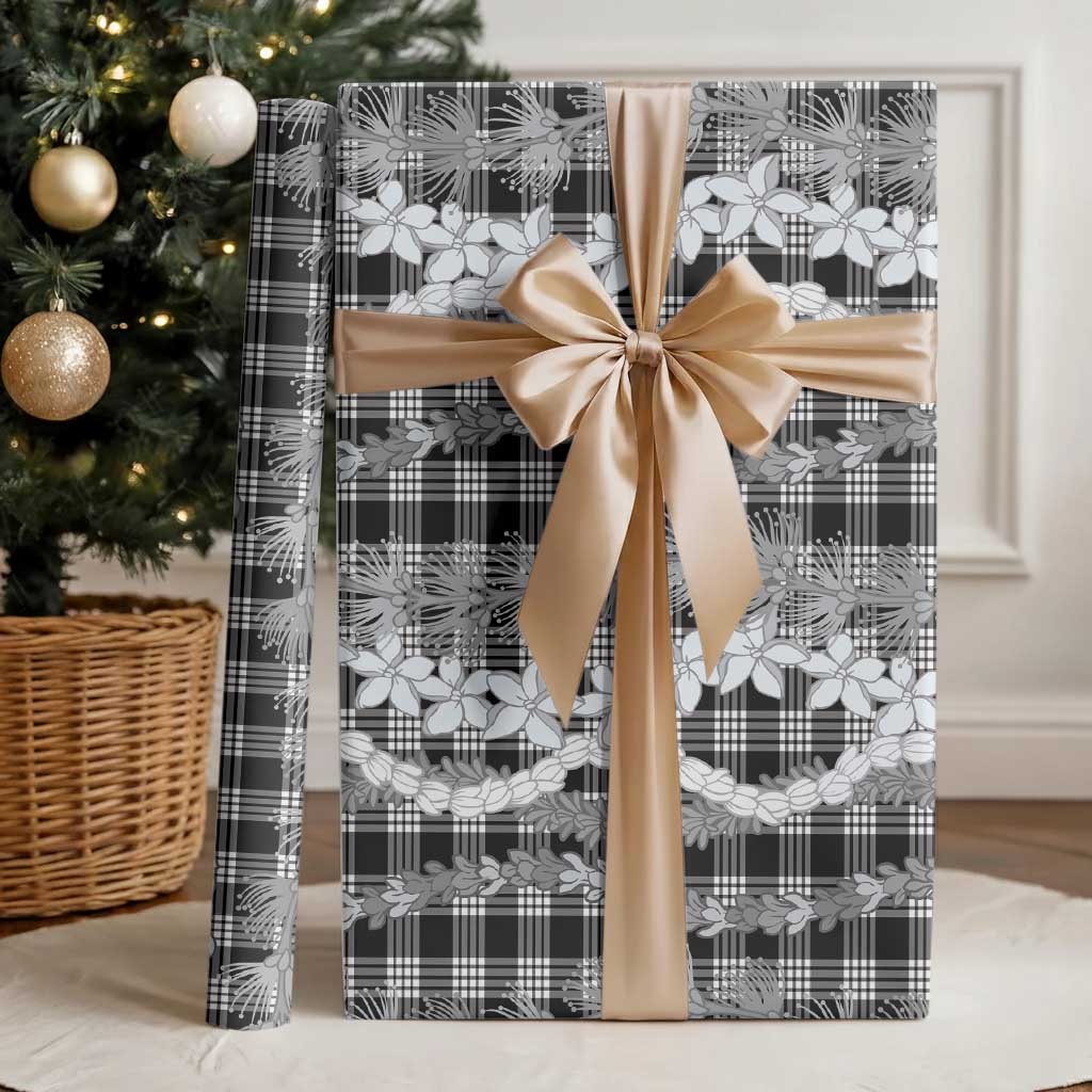 Hawaiian Ohia Lehua Lei Wrapping Paper Plaid Palaka Eleele Pattern - Polynesian Pride