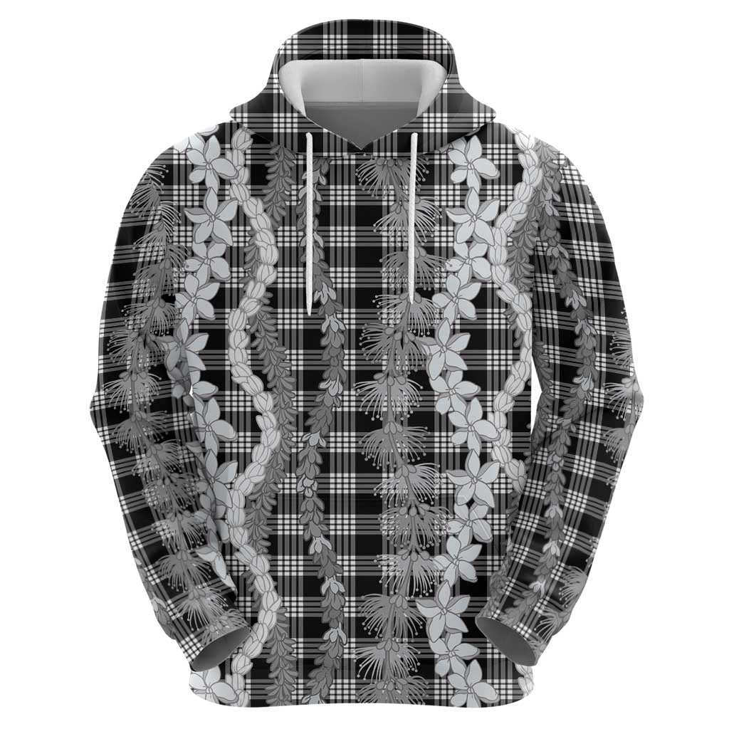 Hawaiian Ohia Lehua Lei Zip Hoodie Plaid Palaka Eleele Pattern - Polynesian Pride