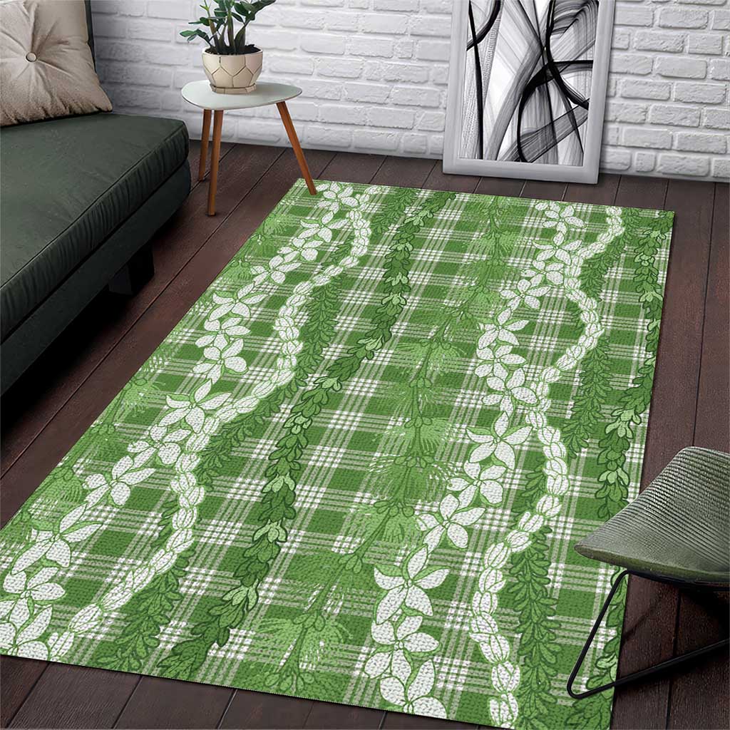 Hawaiian Ohia Lehua Lei Area Rug Plaid Palaka Omaomao Pattern - Polynesian Pride