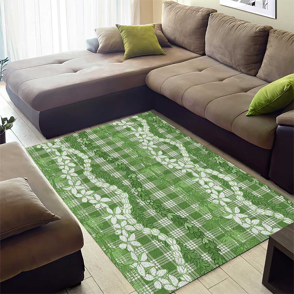 Hawaiian Ohia Lehua Lei Area Rug Plaid Palaka Omaomao Pattern - Polynesian Pride