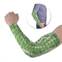 Hawaiian Ohia Lehua Lei Arm Sleeves Plaid Palaka Omaomao Pattern - Polynesian Pride