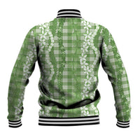 Hawaiian Ohia Lehua Lei Baseball Jacket Plaid Palaka Omaomao Pattern - Polynesian Pride