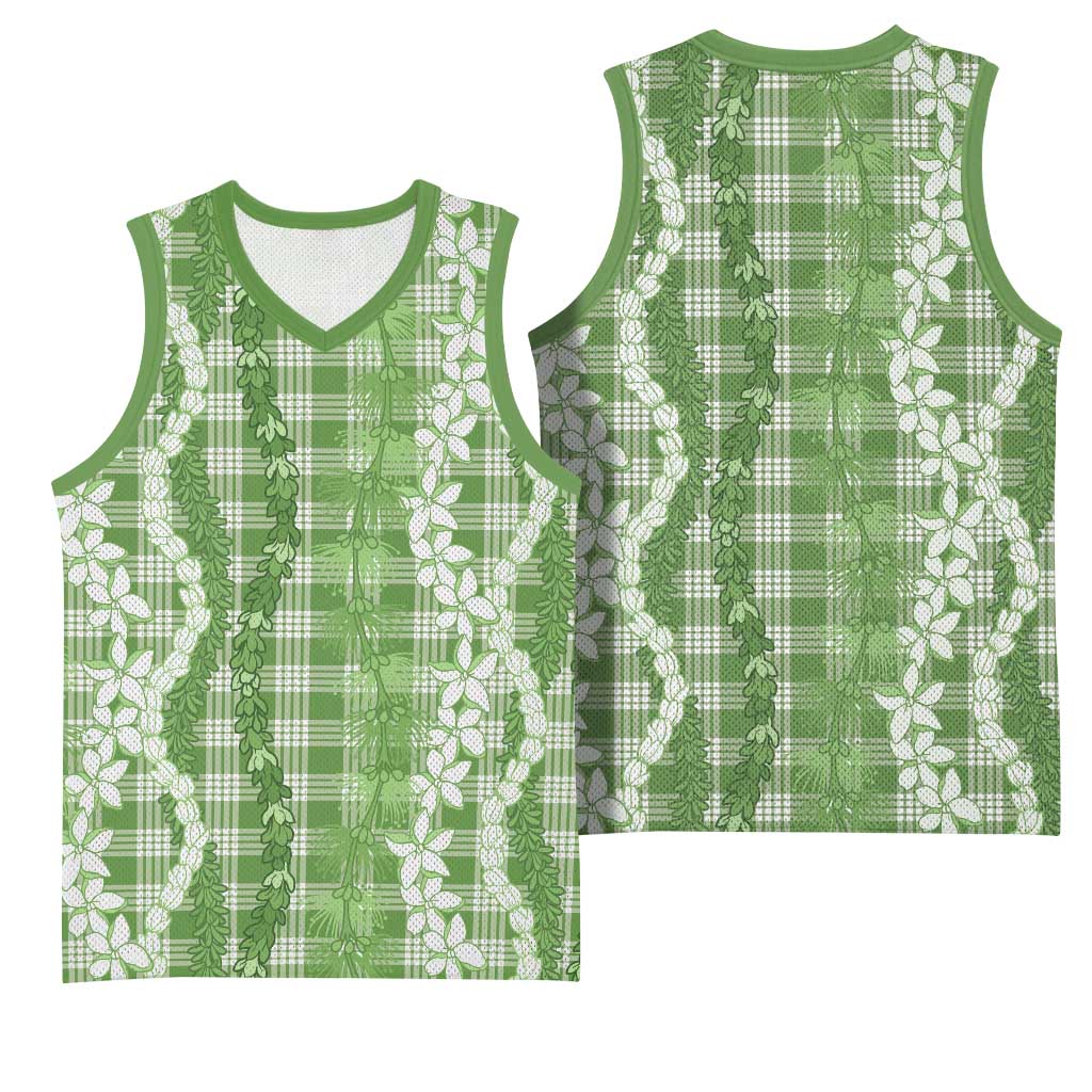 Hawaiian Ohia Lehua Lei Basketball Jersey Plaid Palaka Omaomao Pattern - Polynesian Pride