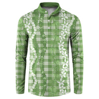 Hawaiian Ohia Lehua Lei Button Sweatshirt Plaid Palaka Omaomao Pattern - Polynesian Pride