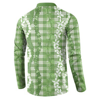 Hawaiian Ohia Lehua Lei Button Sweatshirt Plaid Palaka Omaomao Pattern - Polynesian Pride