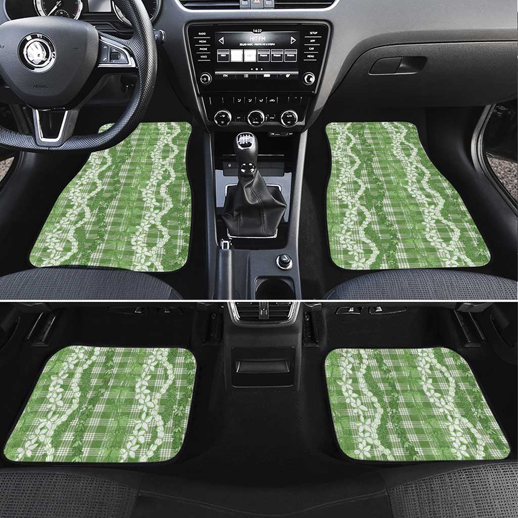 Hawaiian Ohia Lehua Lei Car Mats Plaid Palaka Omaomao Pattern - Polynesian Pride