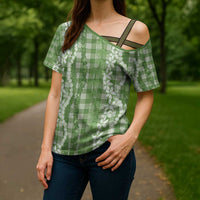 Hawaiian Ohia Lehua Lei Cross Shoulder Shirt Plaid Palaka Omaomao Pattern - Polynesian Pride