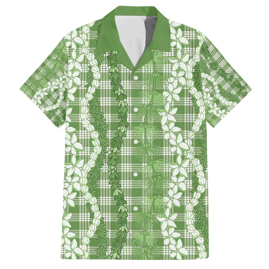 Hawaiian Ohia Lehua Lei Family Matching Puletasi and Hawaiian Shirt Plaid Palaka Omaomao Pattern - Polynesian Pride