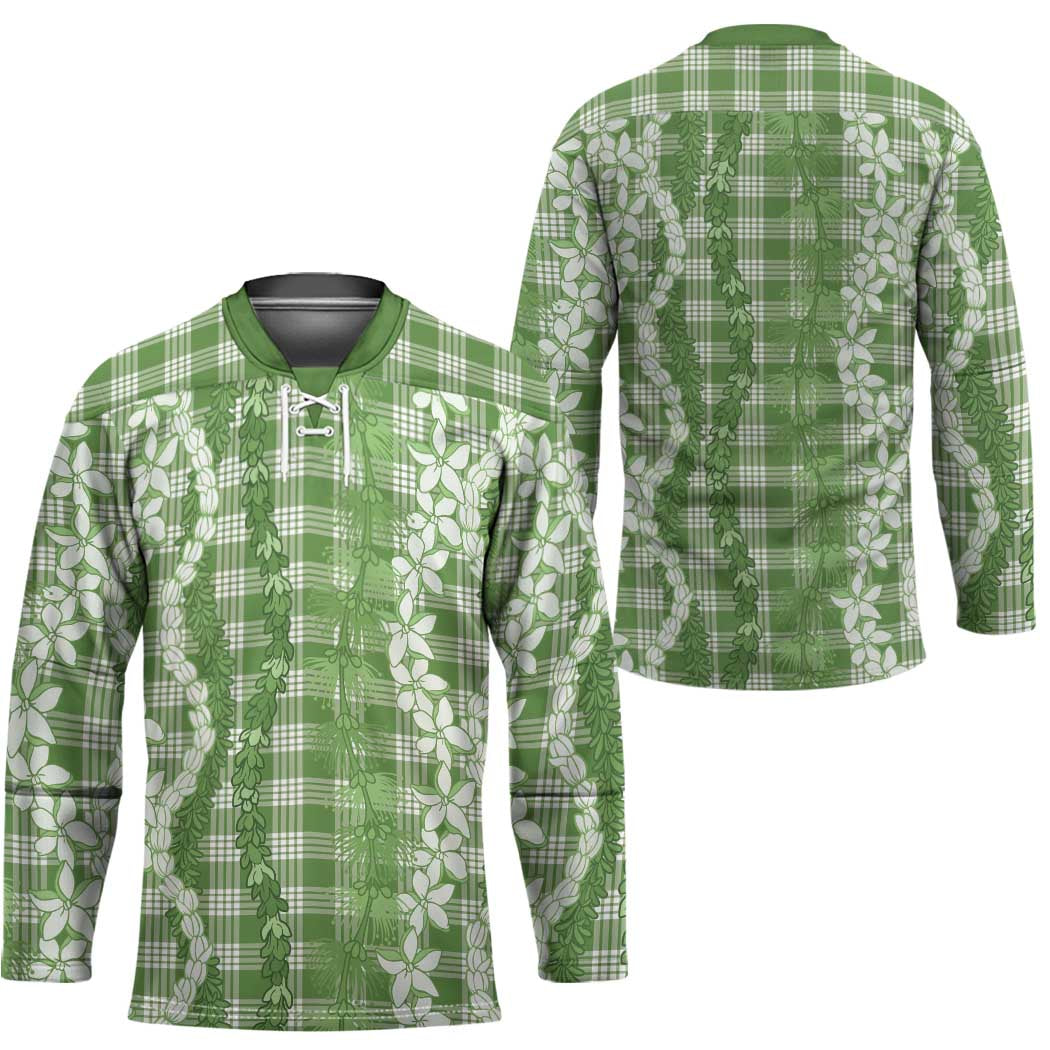 Hawaiian Ohia Lehua Lei Hockey Jersey Plaid Palaka Omaomao Pattern - Polynesian Pride