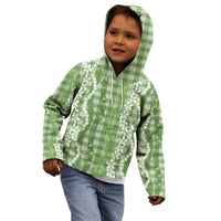 Hawaiian Ohia Lehua Lei Kid Hoodie Plaid Palaka Omaomao Pattern - Polynesian Pride