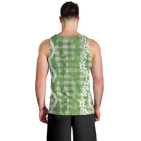 Hawaiian Ohia Lehua Lei Men Tank Top Plaid Palaka Omaomao Pattern - Polynesian Pride