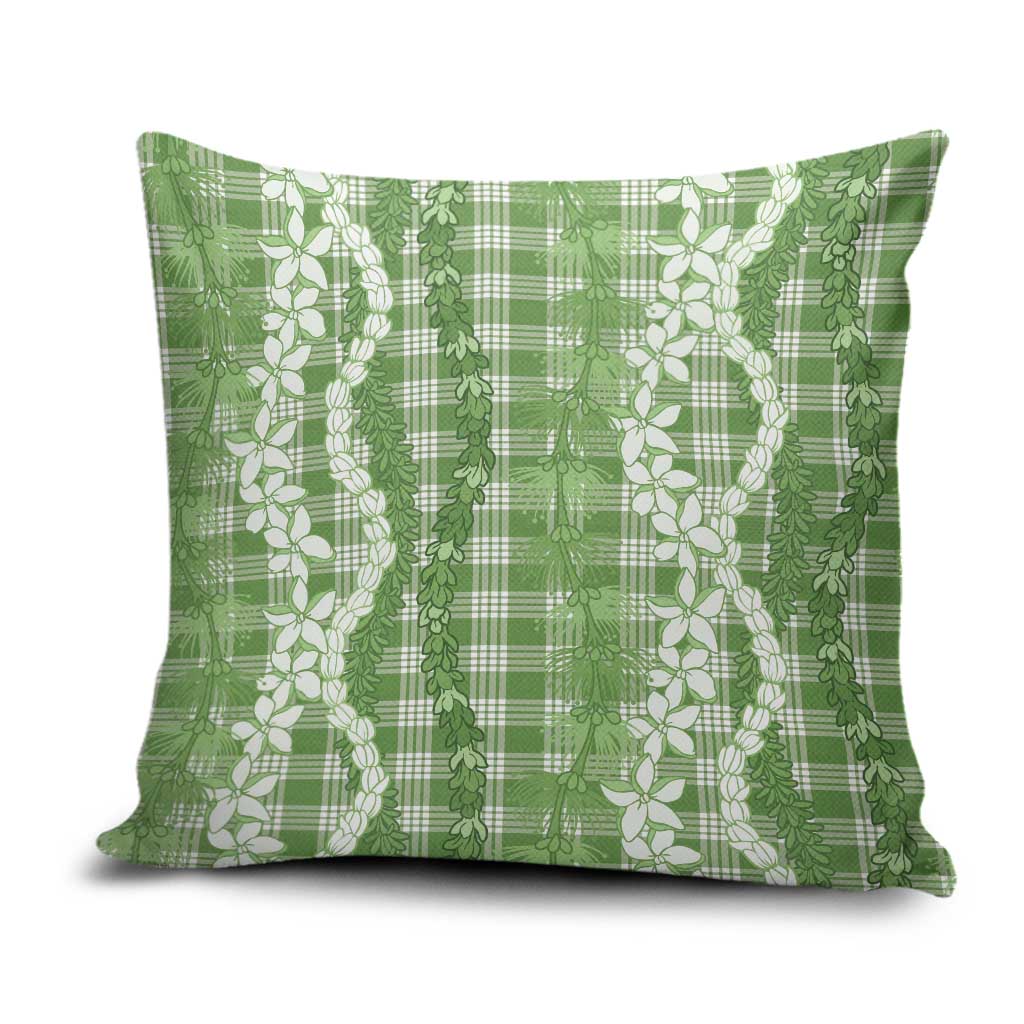 Hawaiian Ohia Lehua Lei Pillow Cover Plaid Palaka Omaomao Pattern - Polynesian Pride