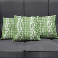 Hawaiian Ohia Lehua Lei Pillow Cover Plaid Palaka Omaomao Pattern - Polynesian Pride