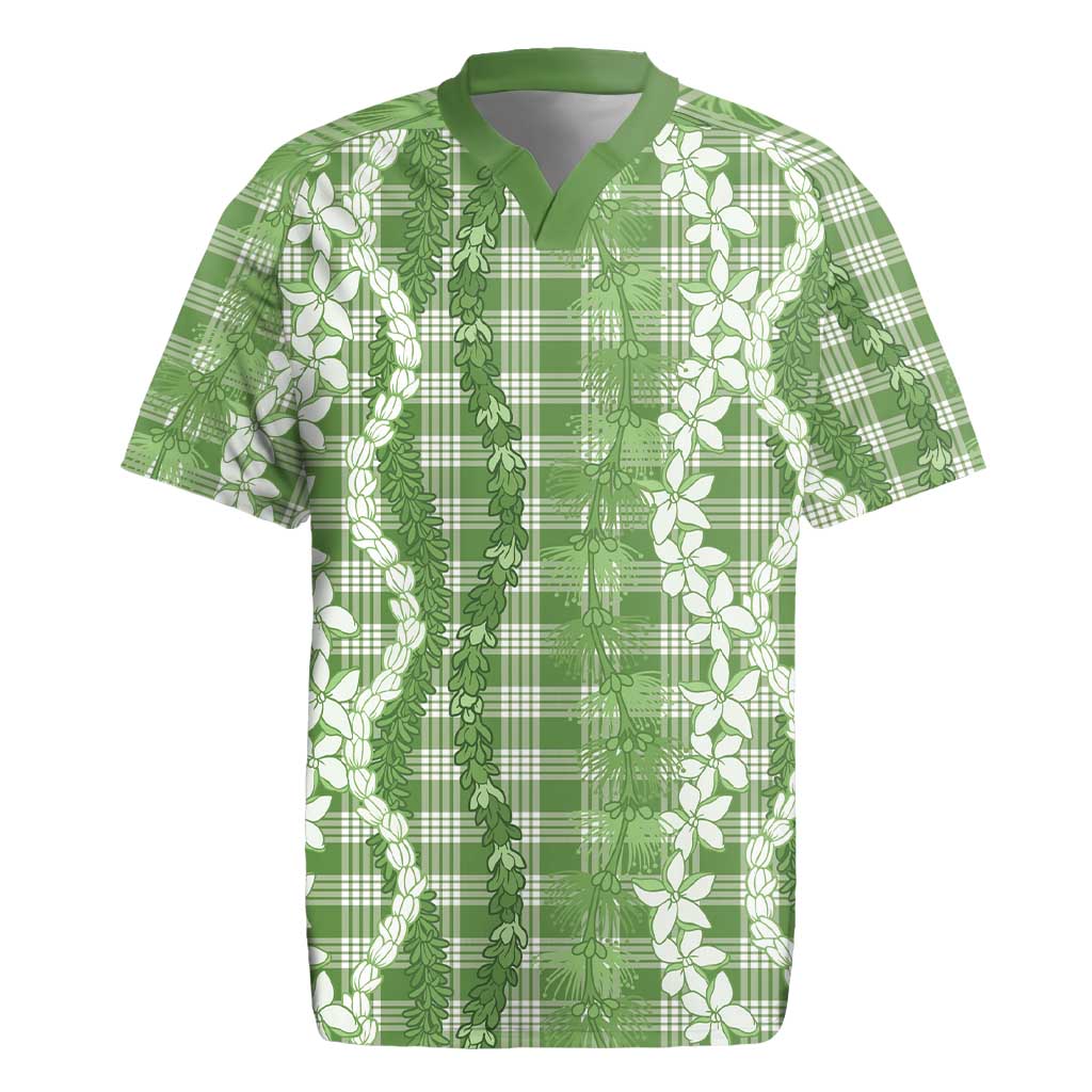 Hawaiian Ohia Lehua Lei Rugby Jersey Plaid Palaka Omaomao Pattern - Polynesian Pride