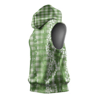 Hawaiian Ohia Lehua Lei Sleeveless Hoodie Plaid Palaka Omaomao Pattern - Polynesian Pride