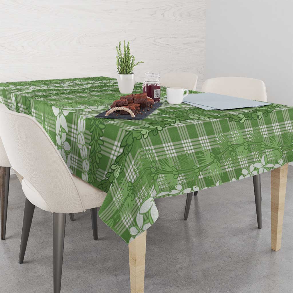 Hawaiian Ohia Lehua Lei Tablecloth Plaid Palaka Omaomao Pattern - Polynesian Pride