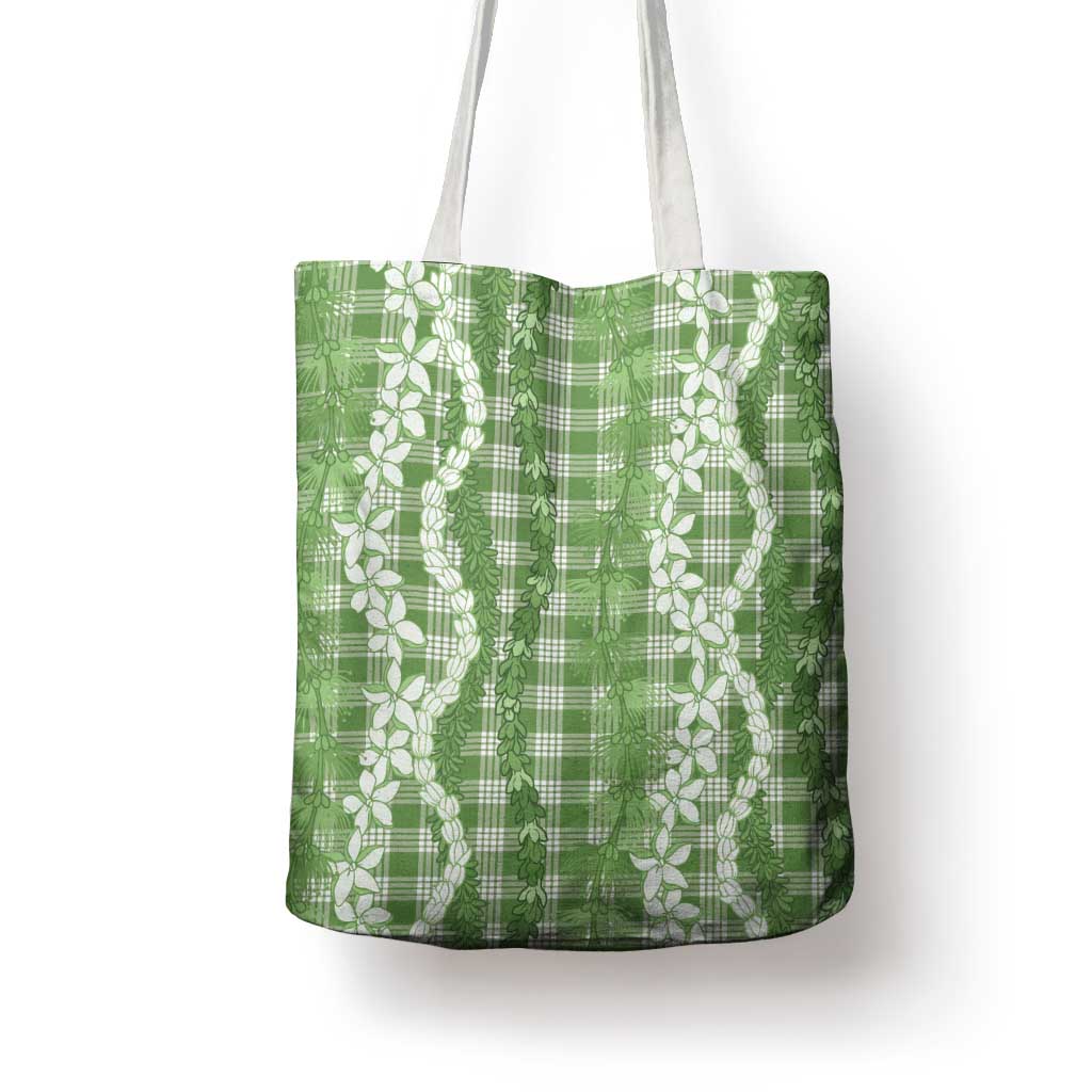 Hawaiian Ohia Lehua Lei Tote Bag Plaid Palaka Omaomao Pattern - Polynesian Pride
