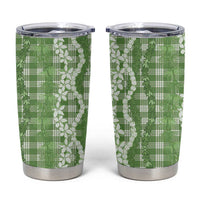 Hawaiian Ohia Lehua Lei Tumbler Cup Plaid Palaka Omaomao Pattern - Polynesian Pride